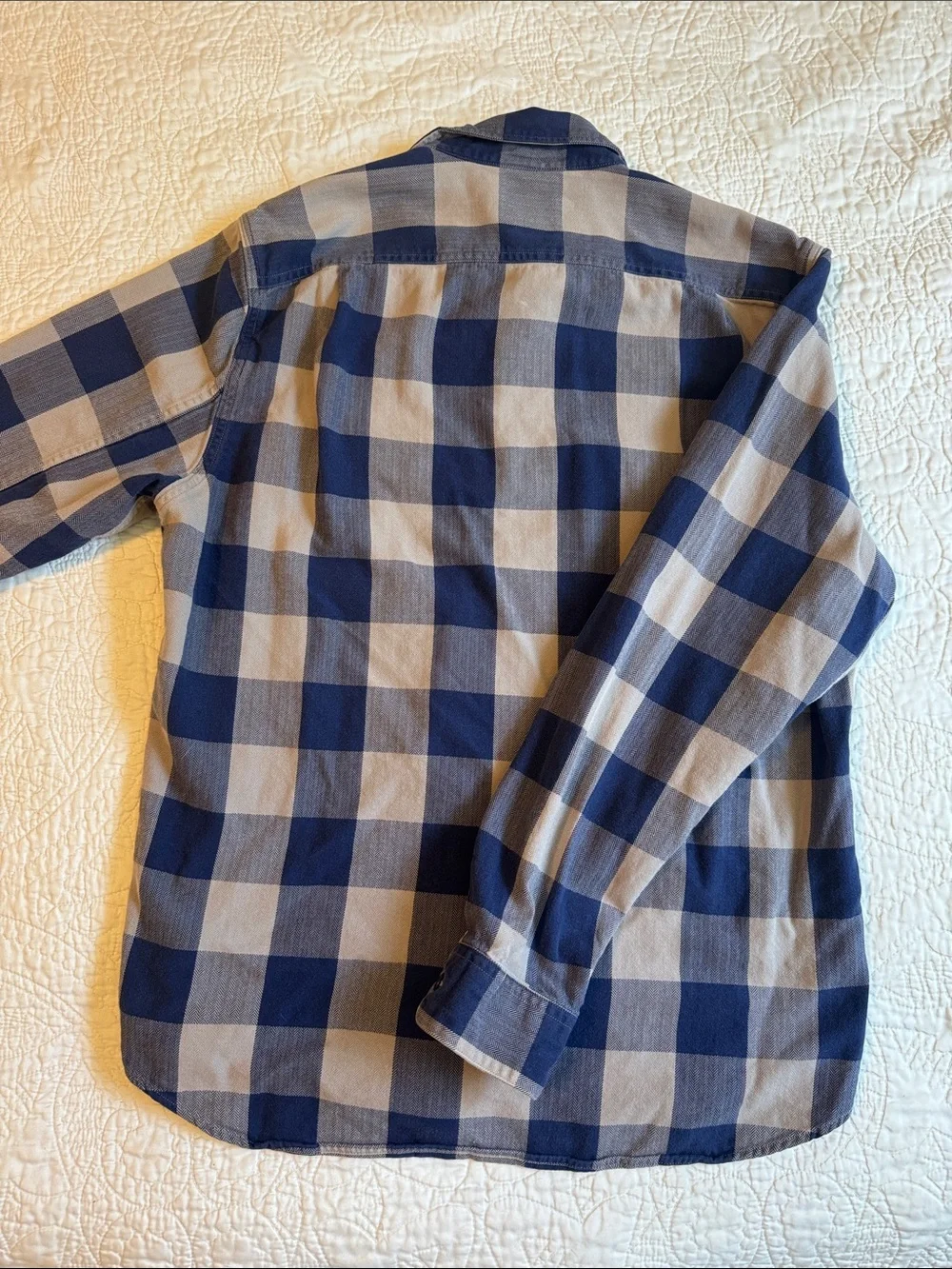 J. Crew Blue and Gray Plaid Flannel Button-Up Shirt
